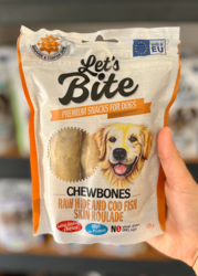 Let's Bite Chewbones Raw Hide and COD Fish Skin Roulade 135g