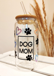 Sklenička s polepem DOG MOM 500ml